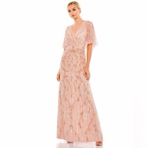 MAC DUGGAL Wrap Front Beaded Cape Gown NEW Blush Pink Size 8 Dress